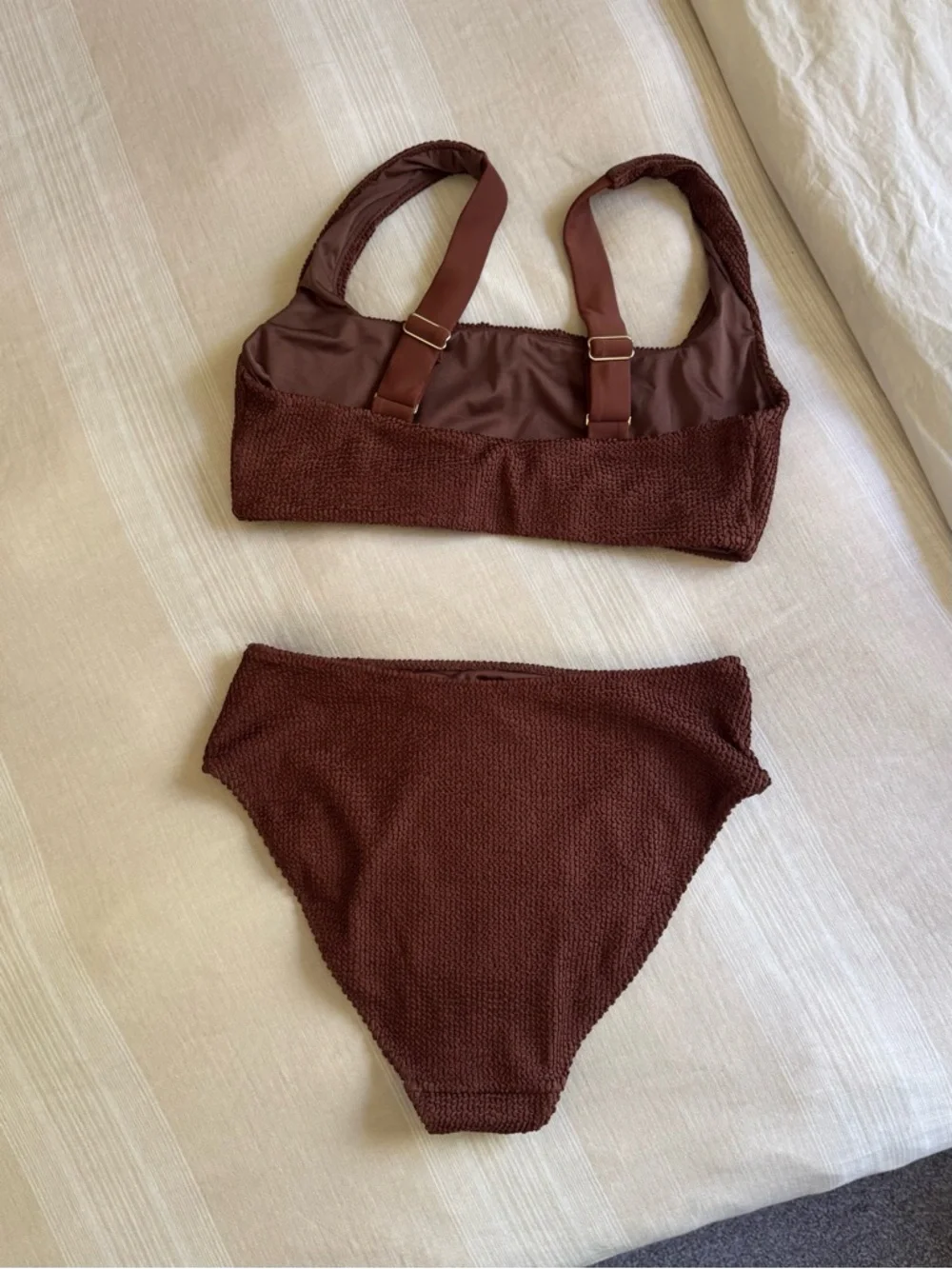 Show Me Your MuMu Chocolate Brown Textured High-Waist Bikini